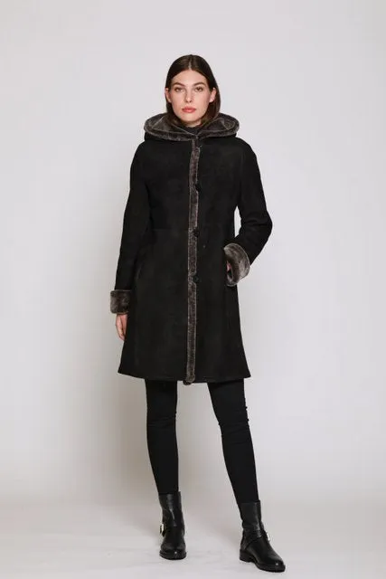 7271HD Easy Body  Shearling  with Hood   $750.00   onlyBurnt Umber  SOLDOUT