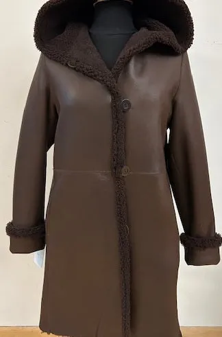 7271HD Easy Body  Shearling  with Hood   $750.00   onlyBurnt Umber  SOLDOUT