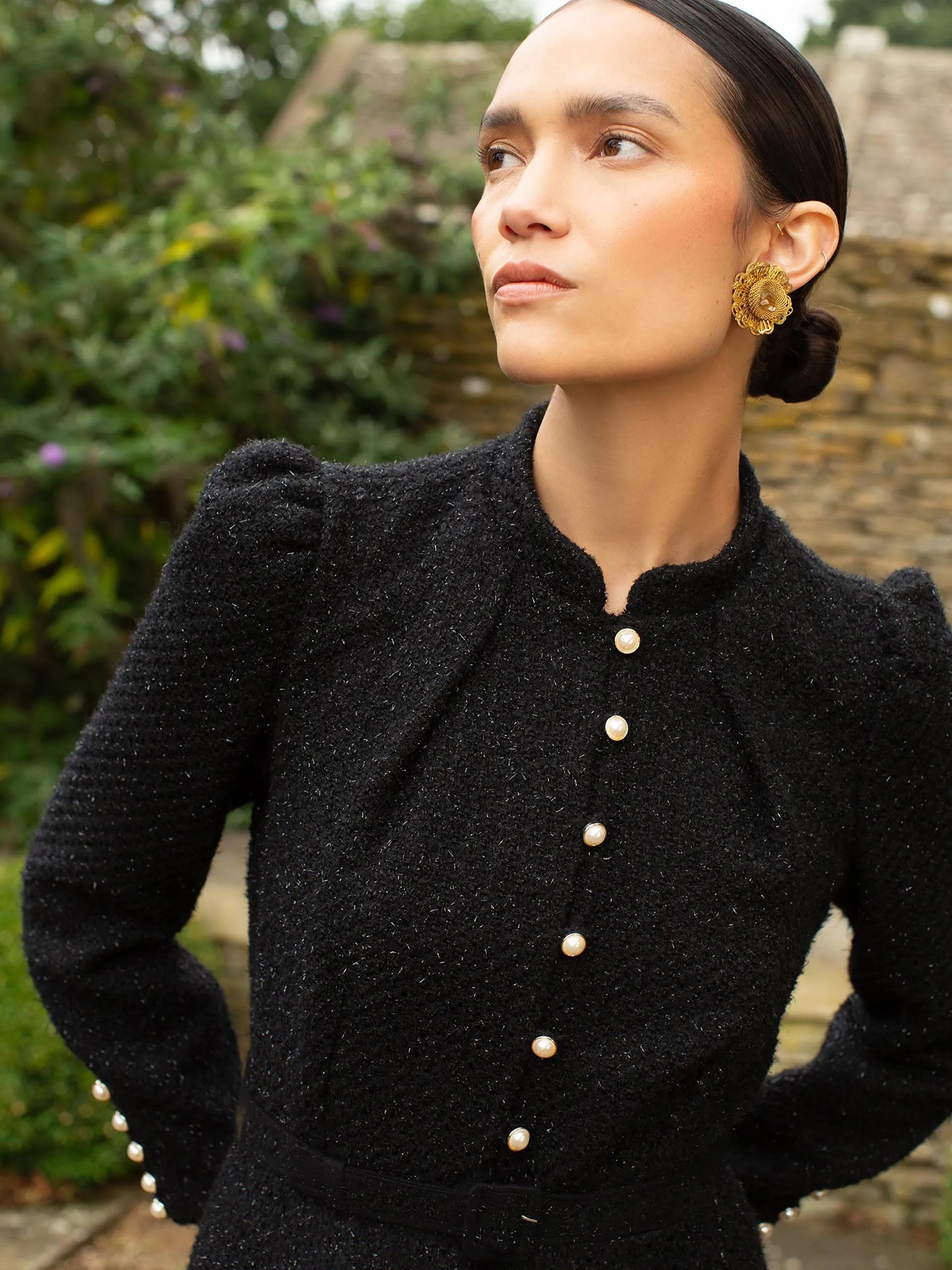 Ahana sparkle boucle dress
