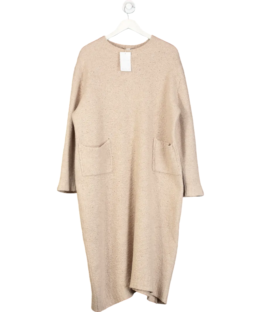 Aligne Beige Katrina Patch Pocket Boucle Jumper Dress UK L