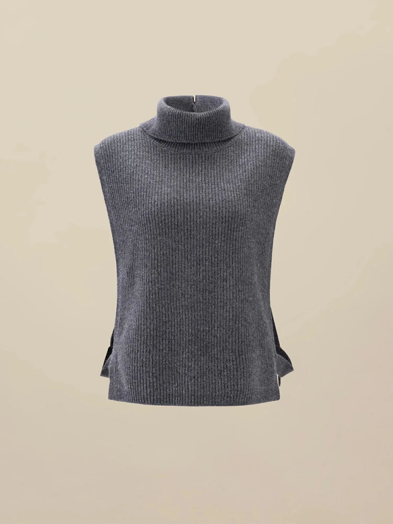 Amoretu Women's 100% Wool Lapel Sleeveless Knitted Vest