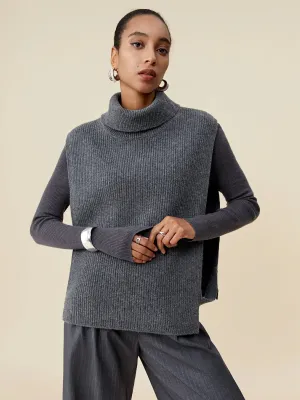Amoretu Women's 100% Wool Lapel Sleeveless Knitted Vest