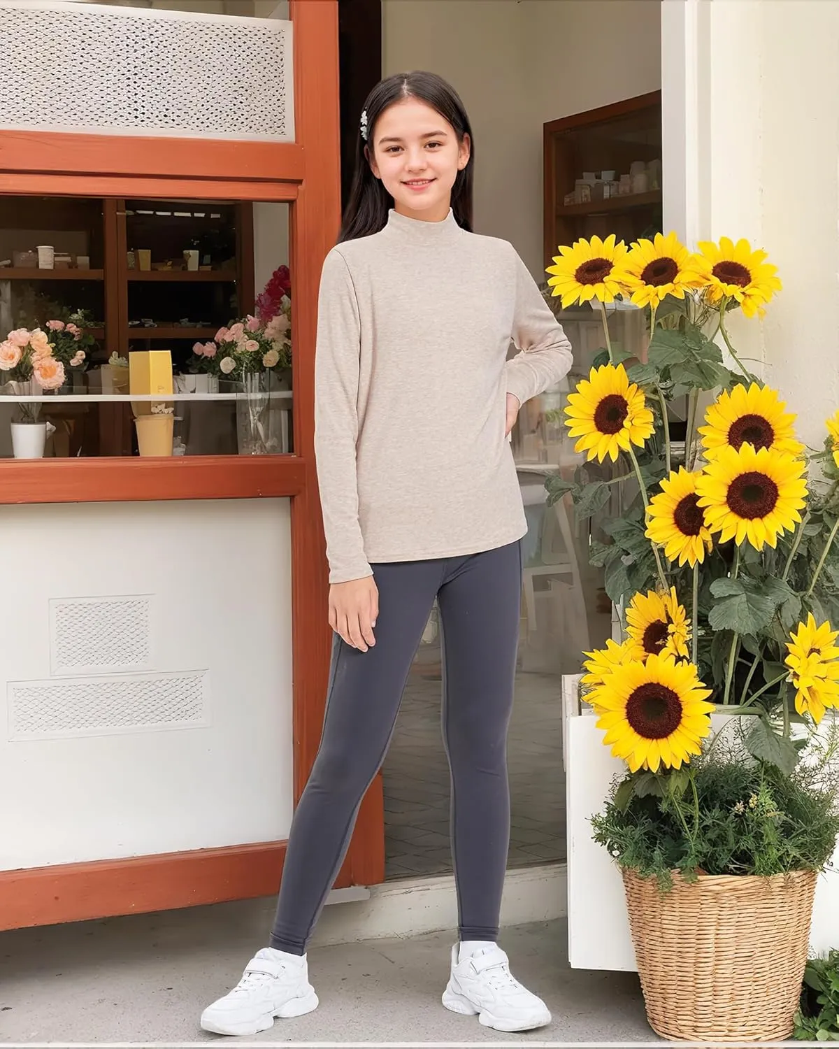 Auranso Boys Girls Long Sleeve Turtleneck Shirts Unisex Warm Solid Turtle Neck T-Shirts