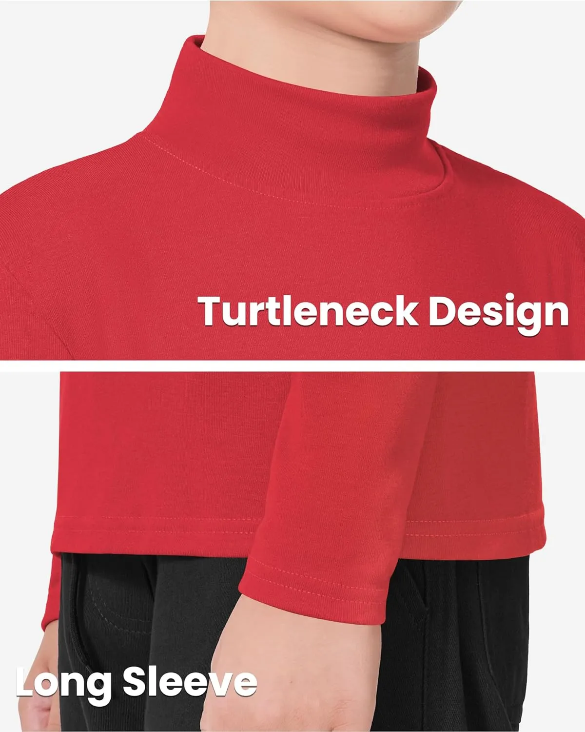 Auranso Boys Girls Long Sleeve Turtleneck Shirts Unisex Warm Solid Turtle Neck T-Shirts