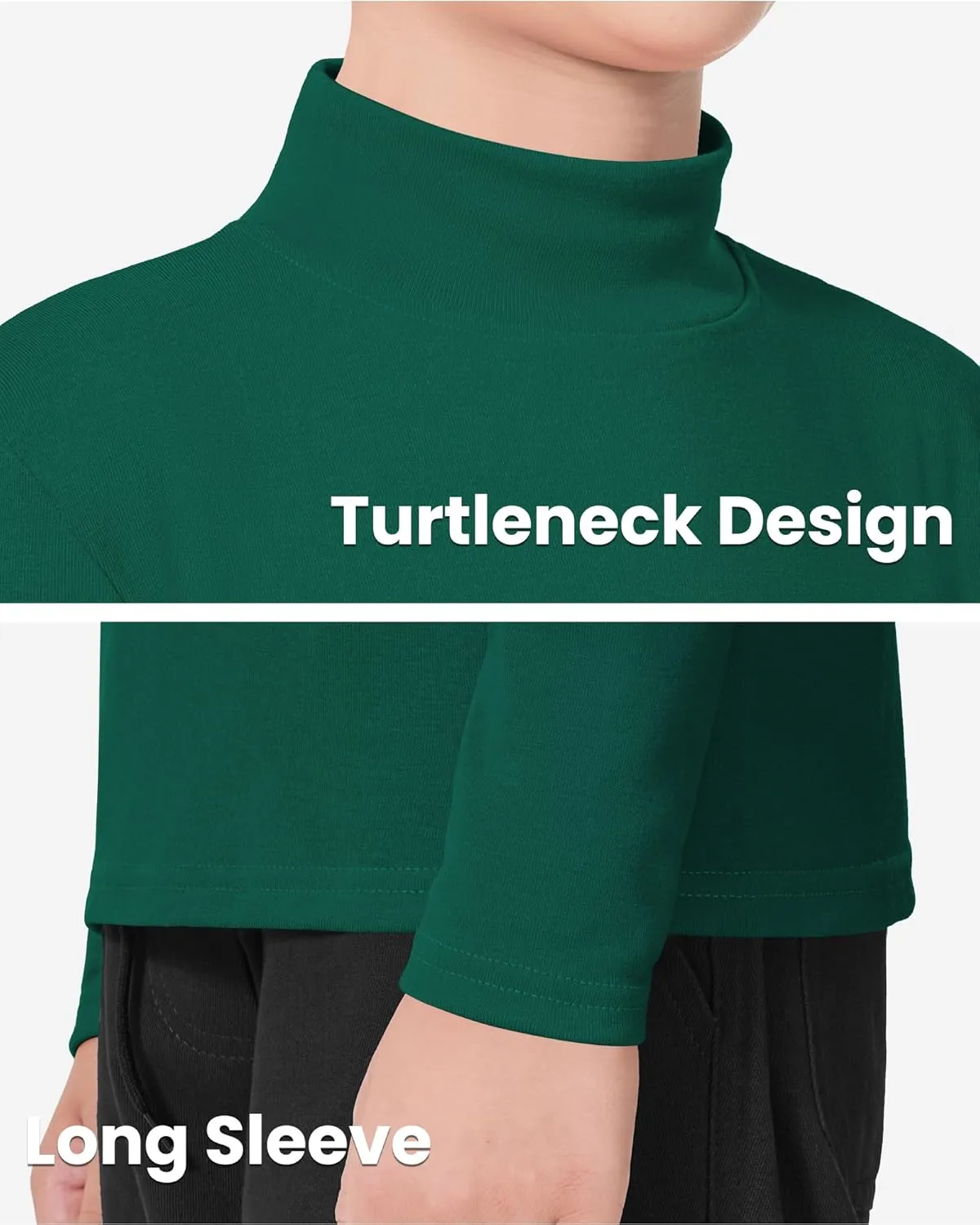 Auranso Boys Girls Long Sleeve Turtleneck Shirts Unisex Warm Solid Turtle Neck T-Shirts