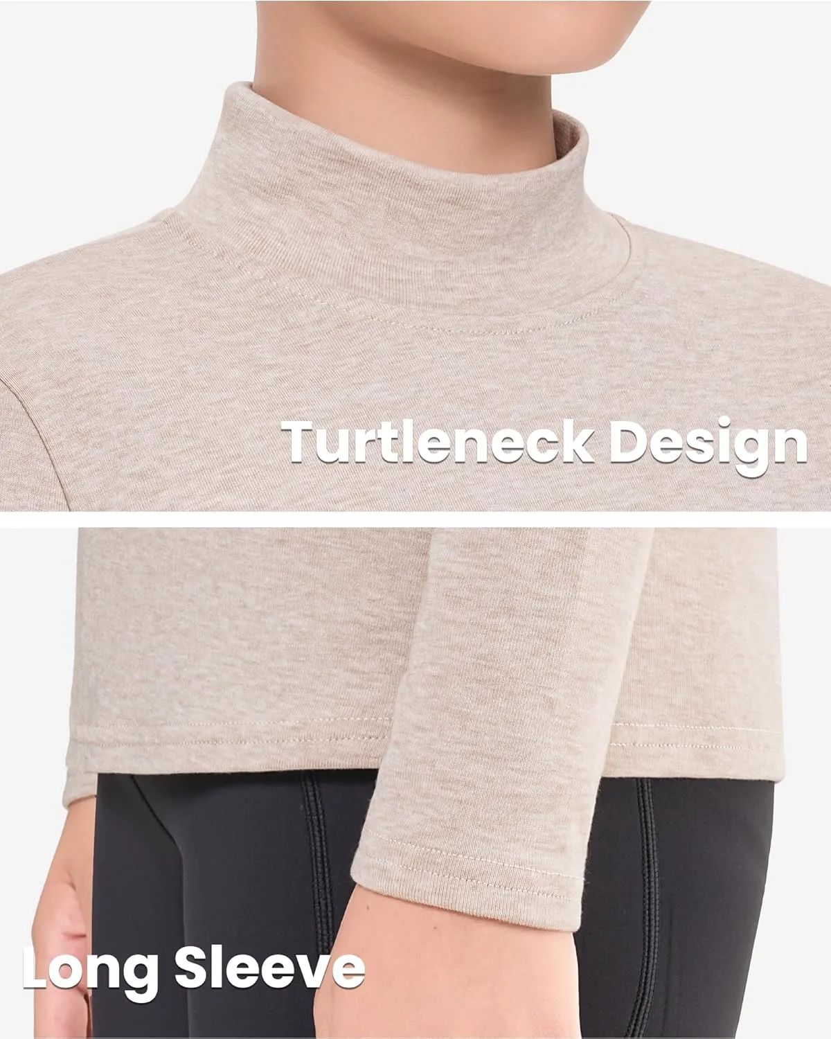 Auranso Boys Girls Long Sleeve Turtleneck Shirts Unisex Warm Solid Turtle Neck T-Shirts