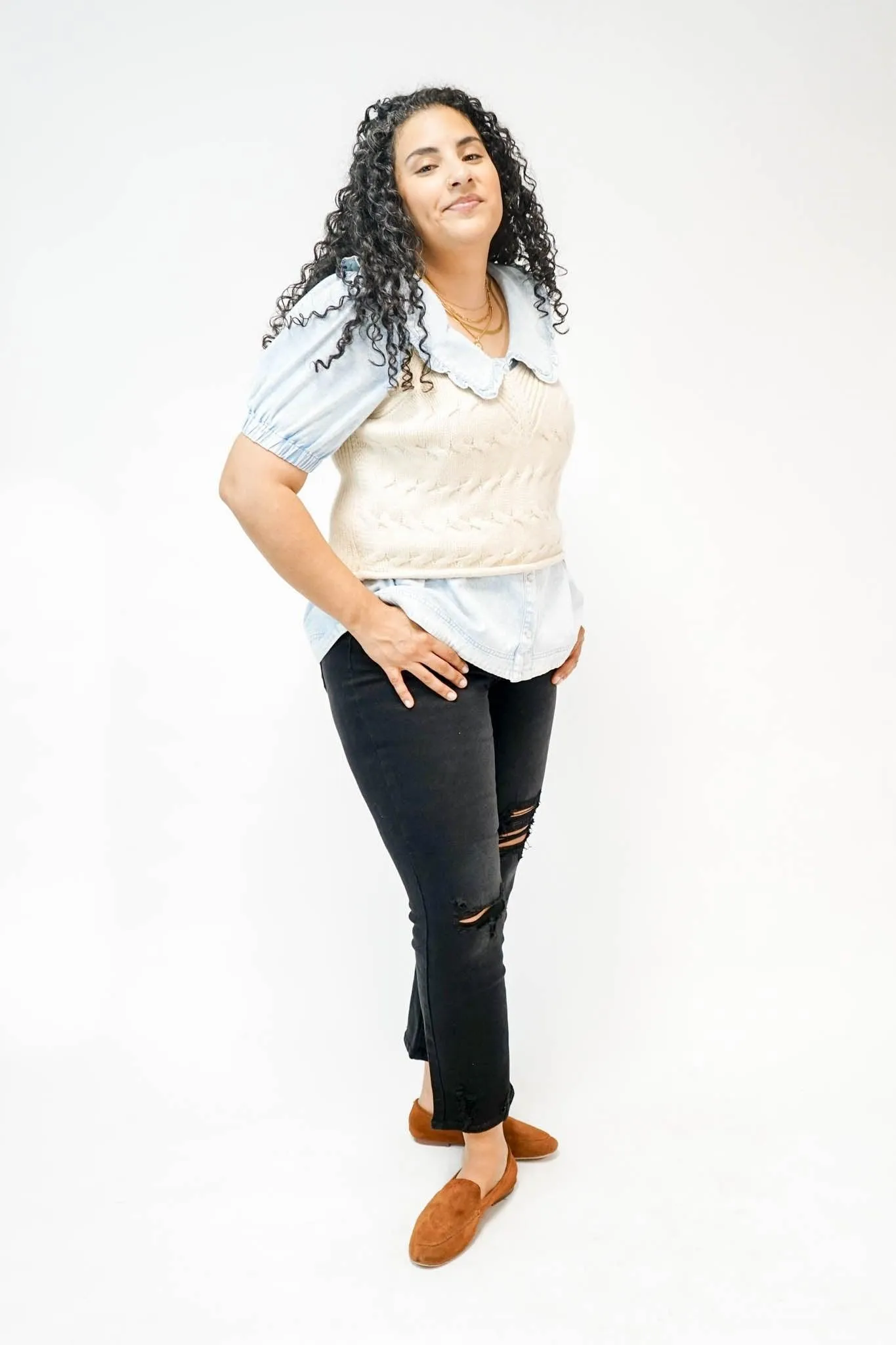 Ava V Neck Cropped Sweater Tank