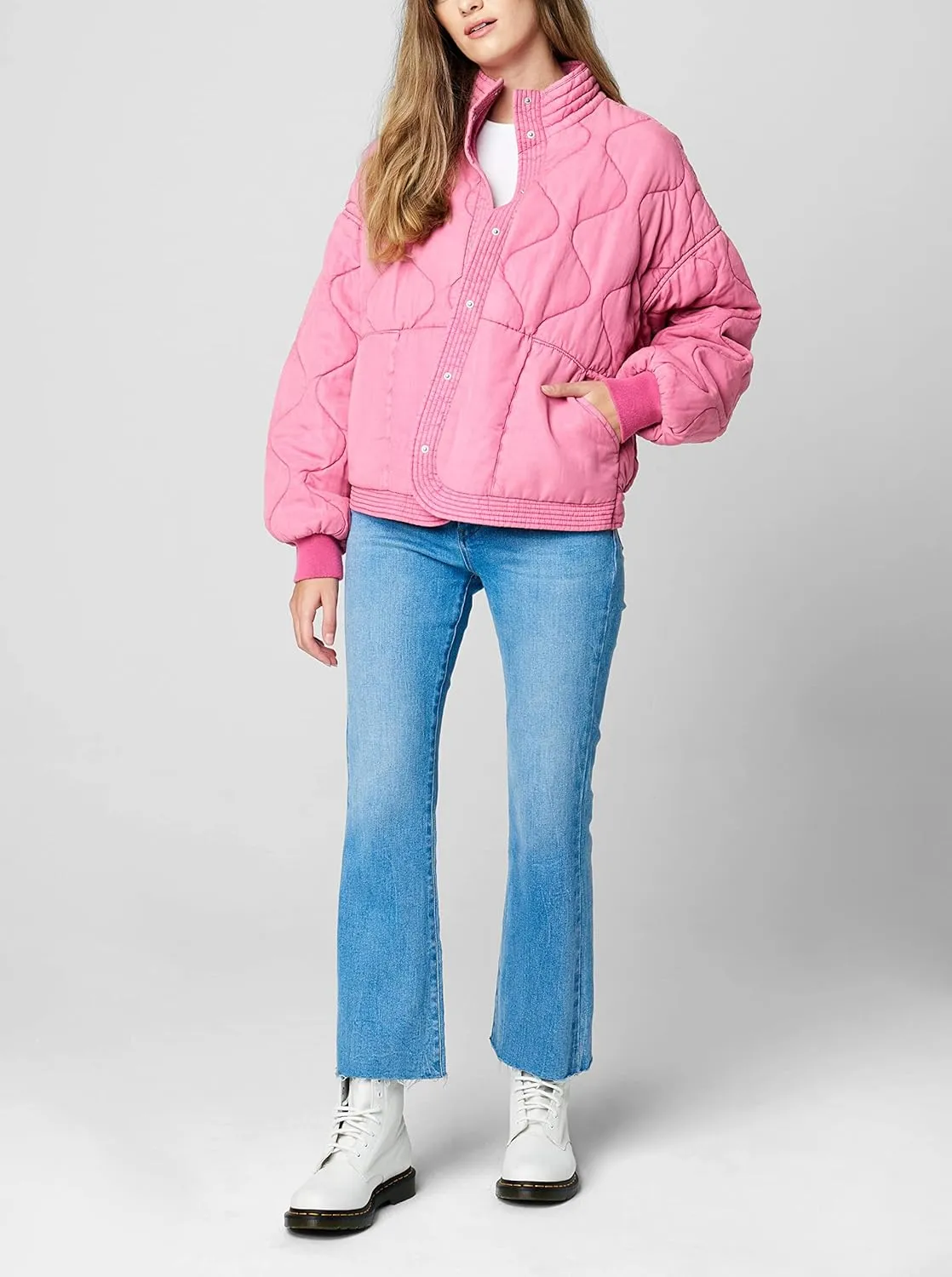 [BLANKNYC] Womens Luxury Clothing Tencel Drop Shoulder Quilted Jacket