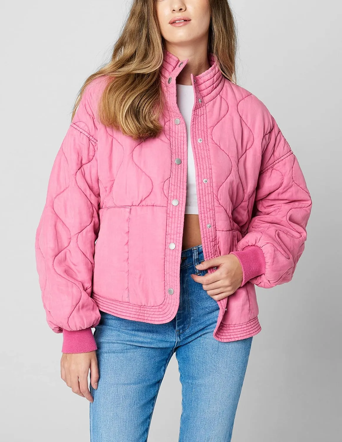 [BLANKNYC] Womens Luxury Clothing Tencel Drop Shoulder Quilted Jacket