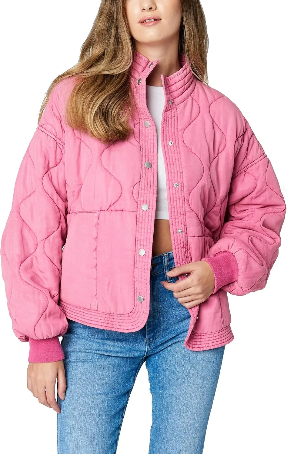 [BLANKNYC] Womens Luxury Clothing Tencel Drop Shoulder Quilted Jacket
