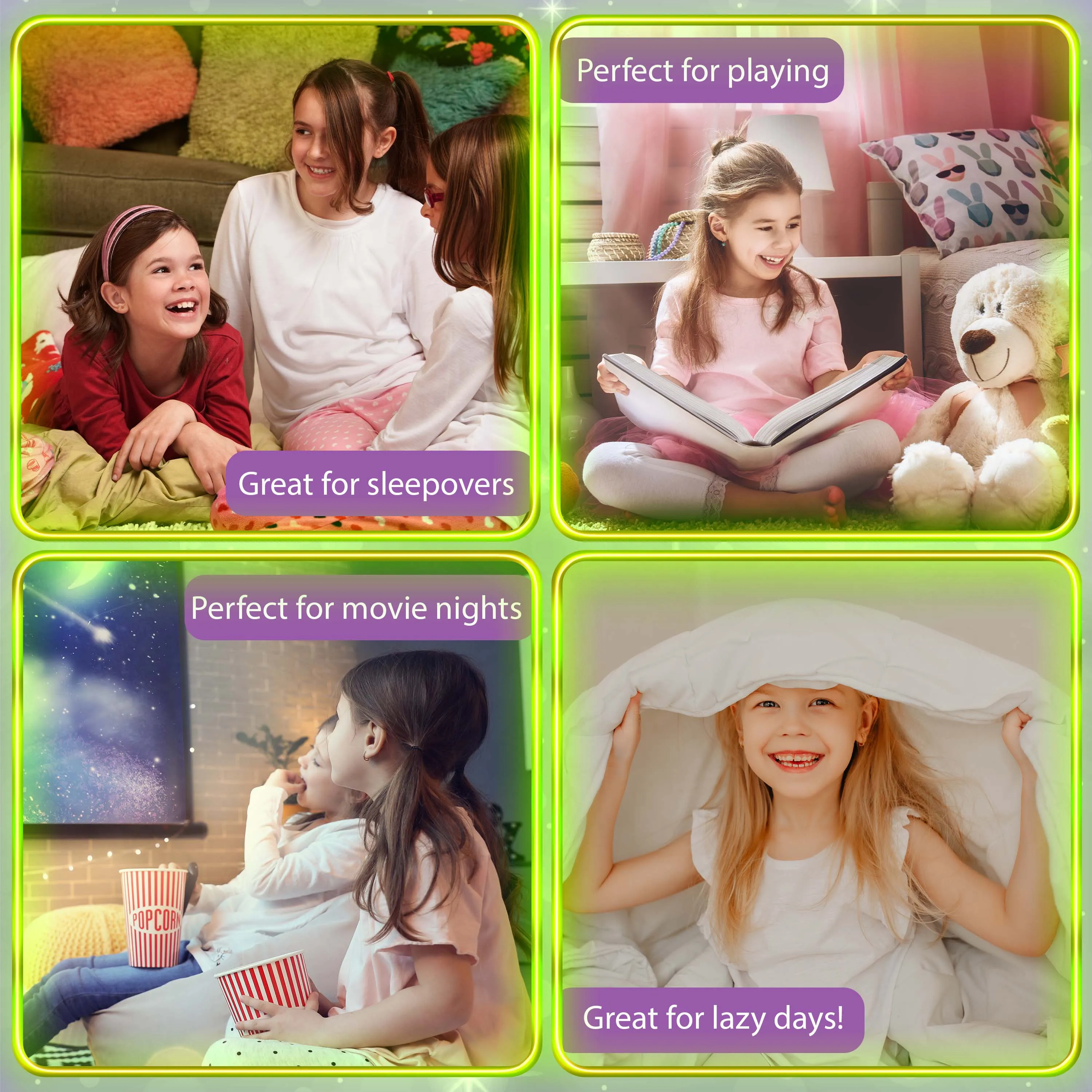 CityComfort Glow in The Dark Onesie Kids Onesies for Girls Rainbow Unicorn Pyjamas