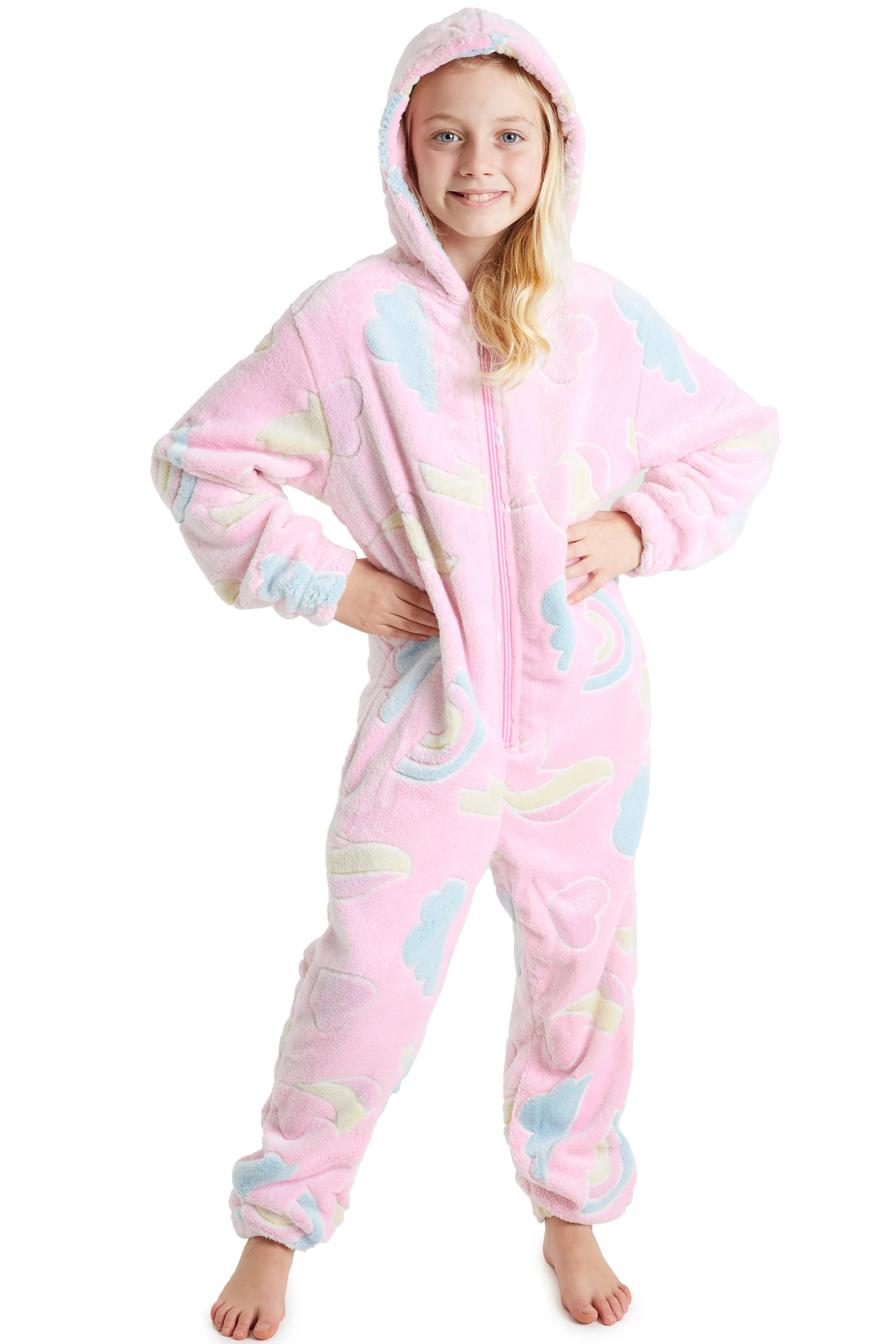 CityComfort Glow in The Dark Onesie Kids Onesies for Girls Rainbow Unicorn Pyjamas