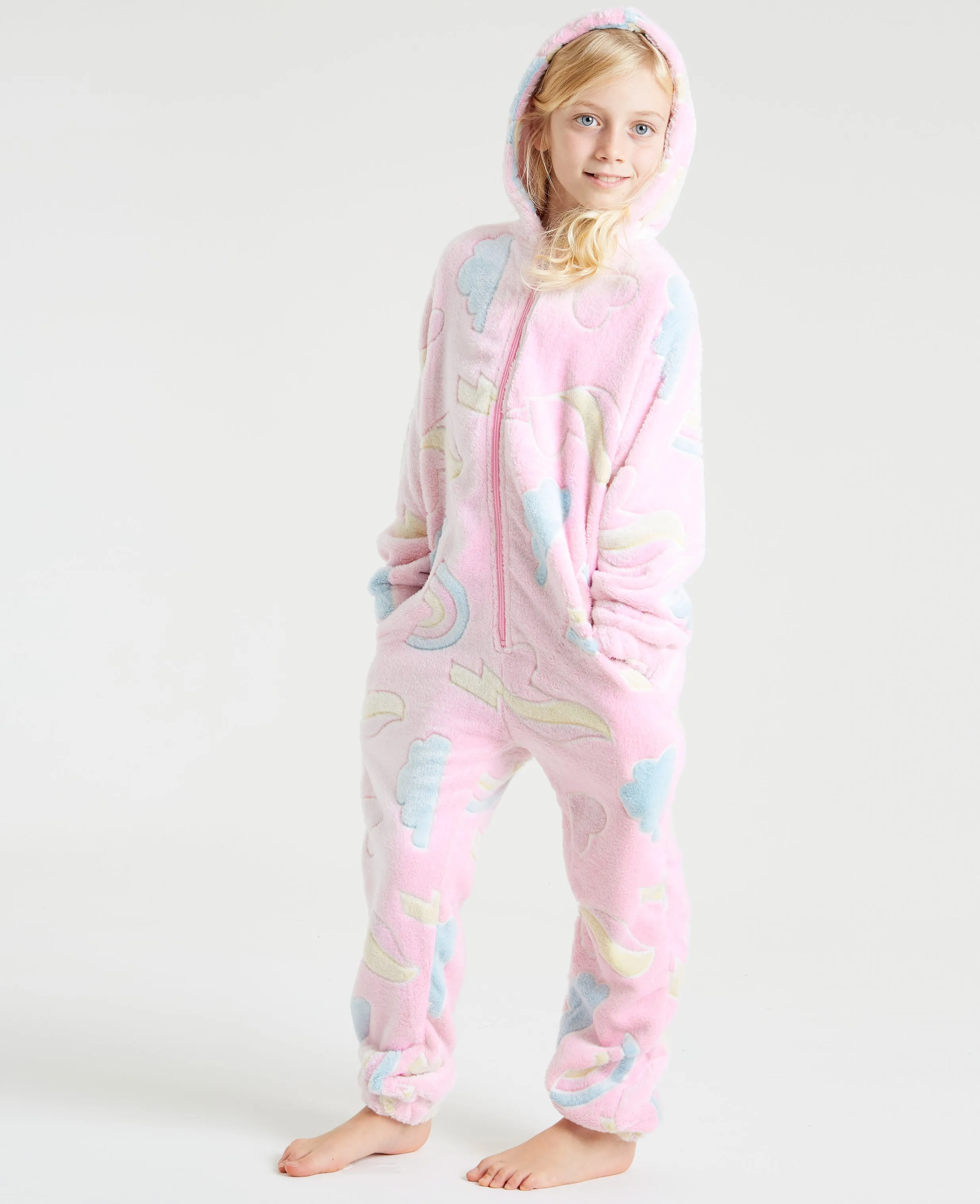 CityComfort Glow in The Dark Onesie Kids Onesies for Girls Rainbow Unicorn Pyjamas