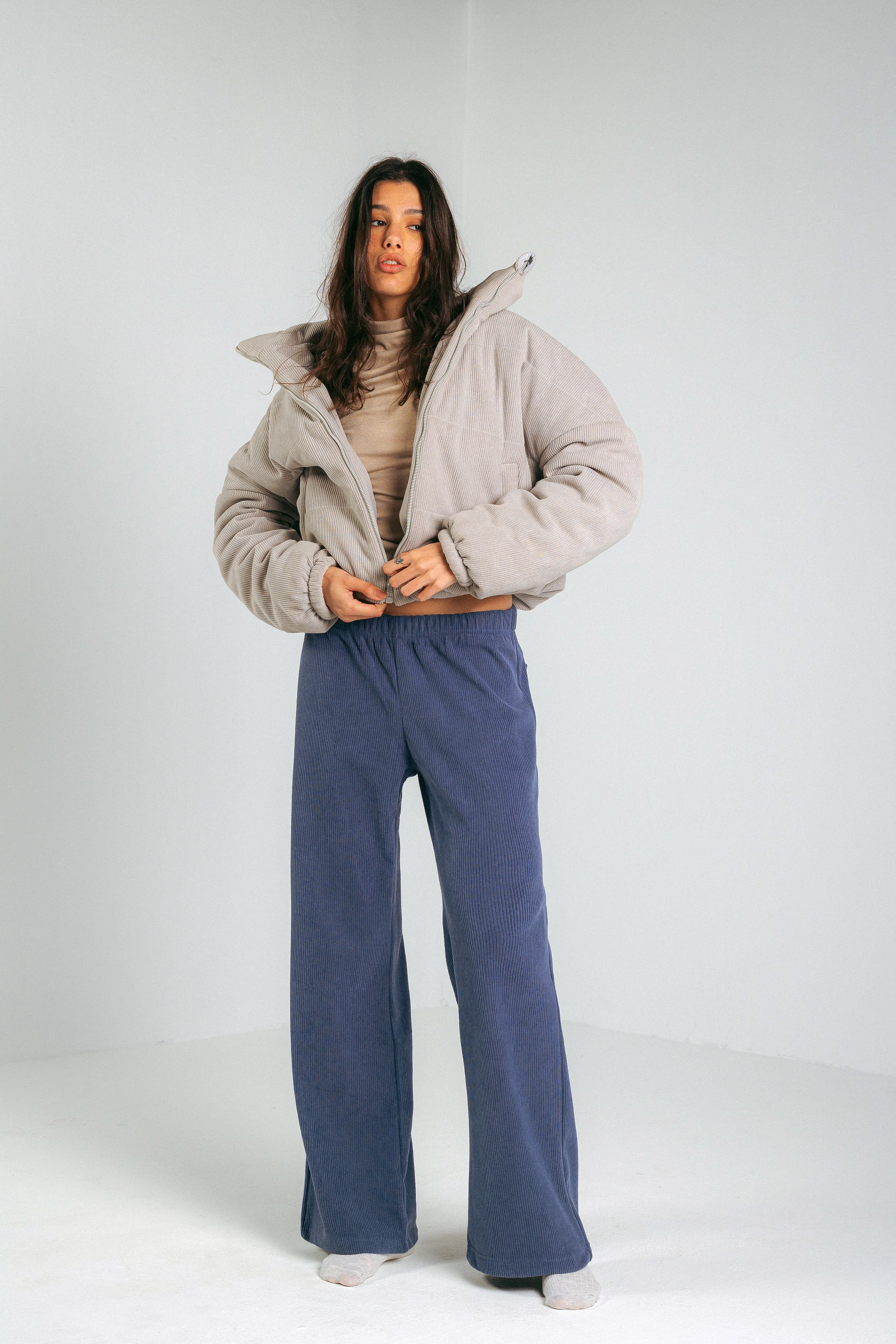 CORDUROY PANTS  - DENIM BLUE