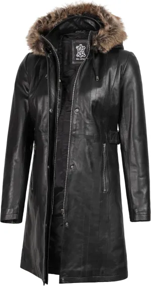 Decrum Leather Coat Women - Real Lambskin Stylish Leather Coat for Women