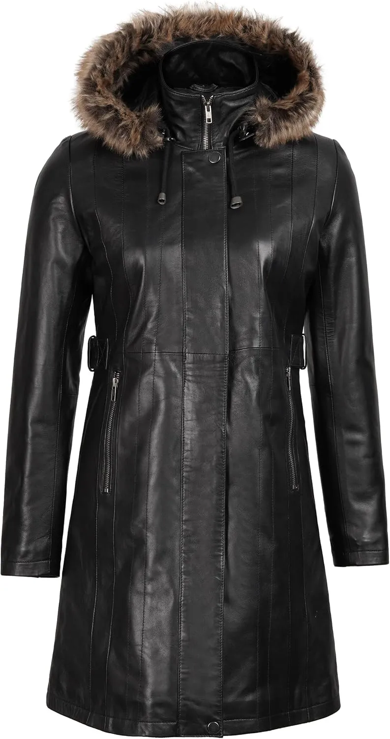 Decrum Leather Coat Women - Real Lambskin Stylish Leather Coat for Women