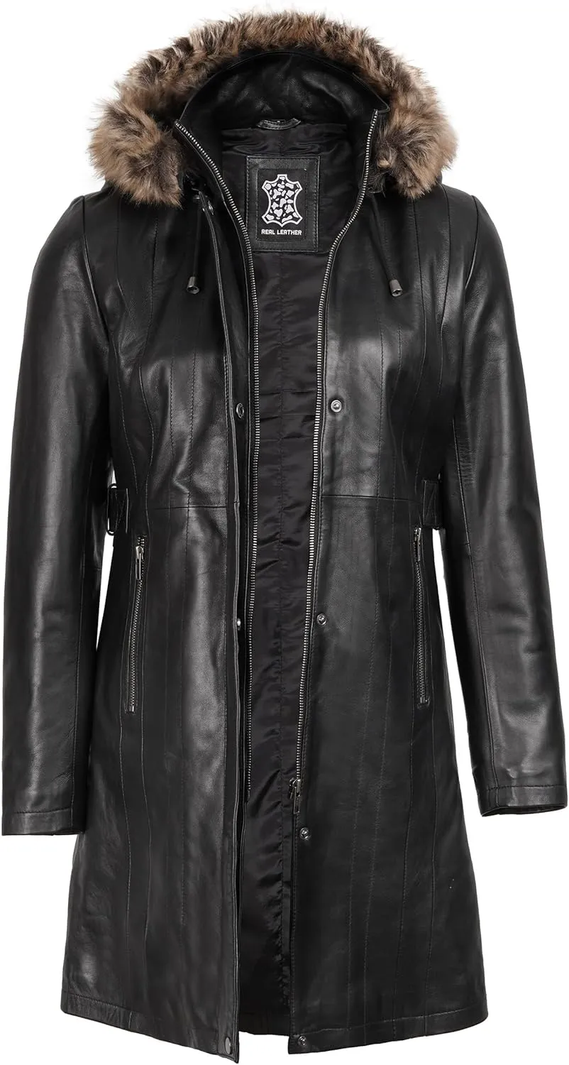 Decrum Leather Coat Women - Real Lambskin Stylish Leather Coat for Women
