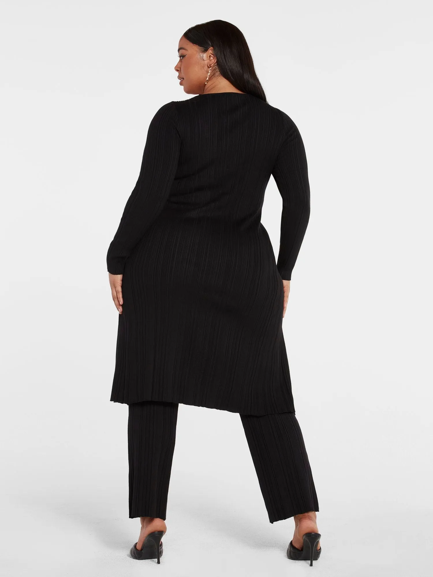 Fashion To Figure - Dakota Lace-Up Ribbed Knit Cardigan