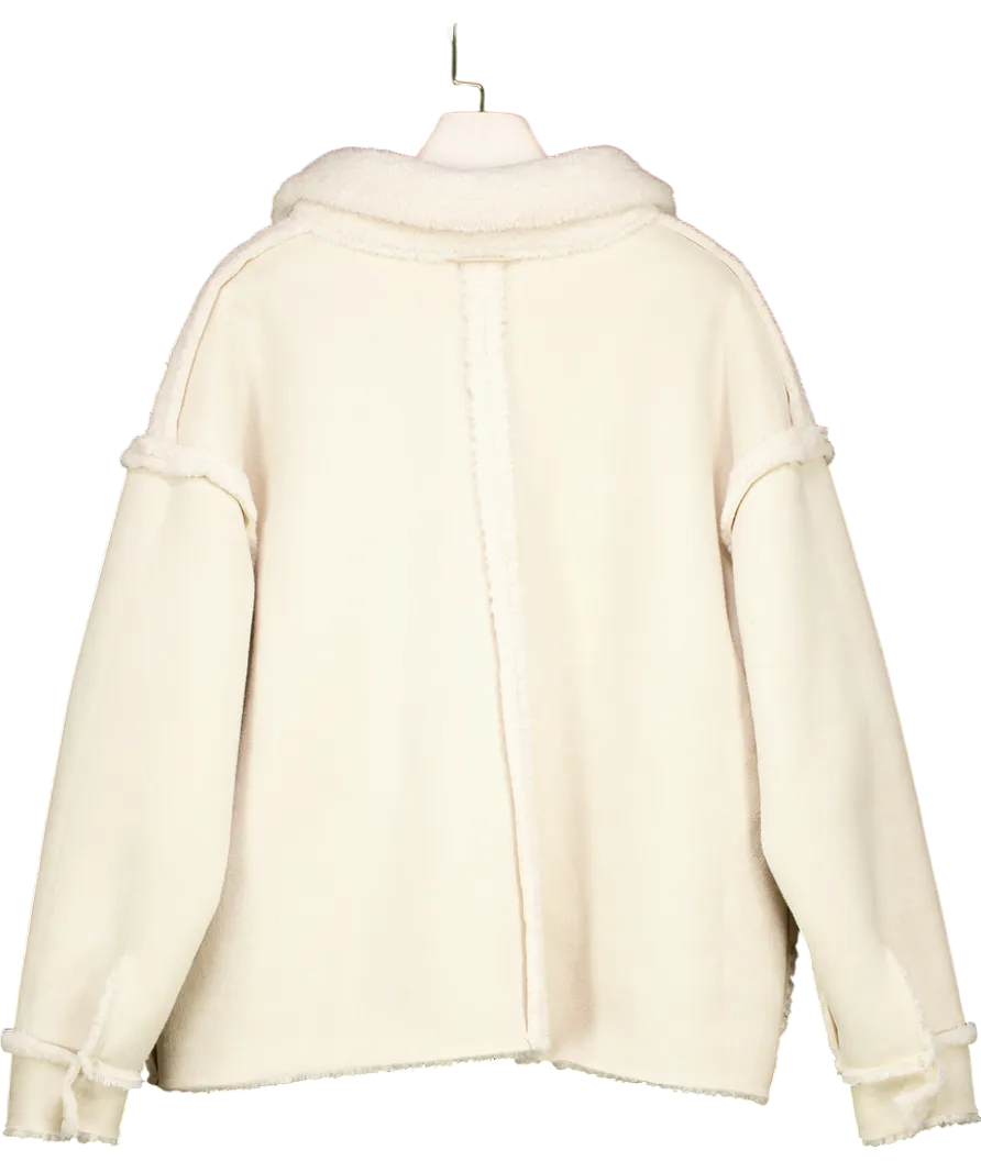 Friends With Frank Cream Mimi Faux Sherling Reversible Jacket UK S/M