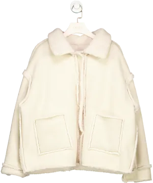 Friends With Frank Cream Mimi Faux Sherling Reversible Jacket UK S/M
