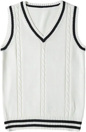 Gihuo Women's Sweater Vest V Neck Uniform Sleeveless Knitted School JK Pullover Tops Classic