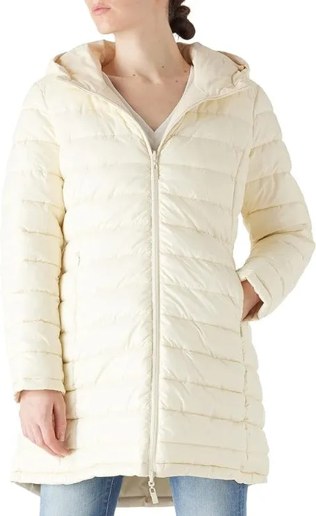 Giolshon Women Puffer Jacket Reversible Warm Quilted Long Hooded Coat