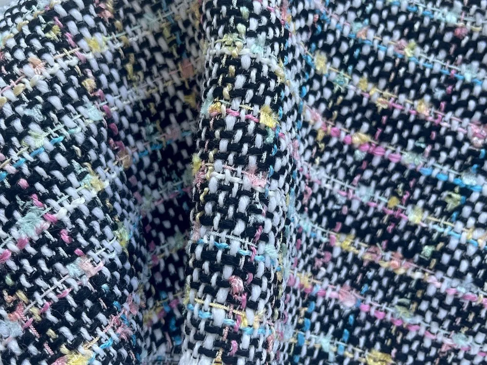 Gucci Striped Pastel Party Mint & Black-White Wool Blend Bouclé (Made in Italy)