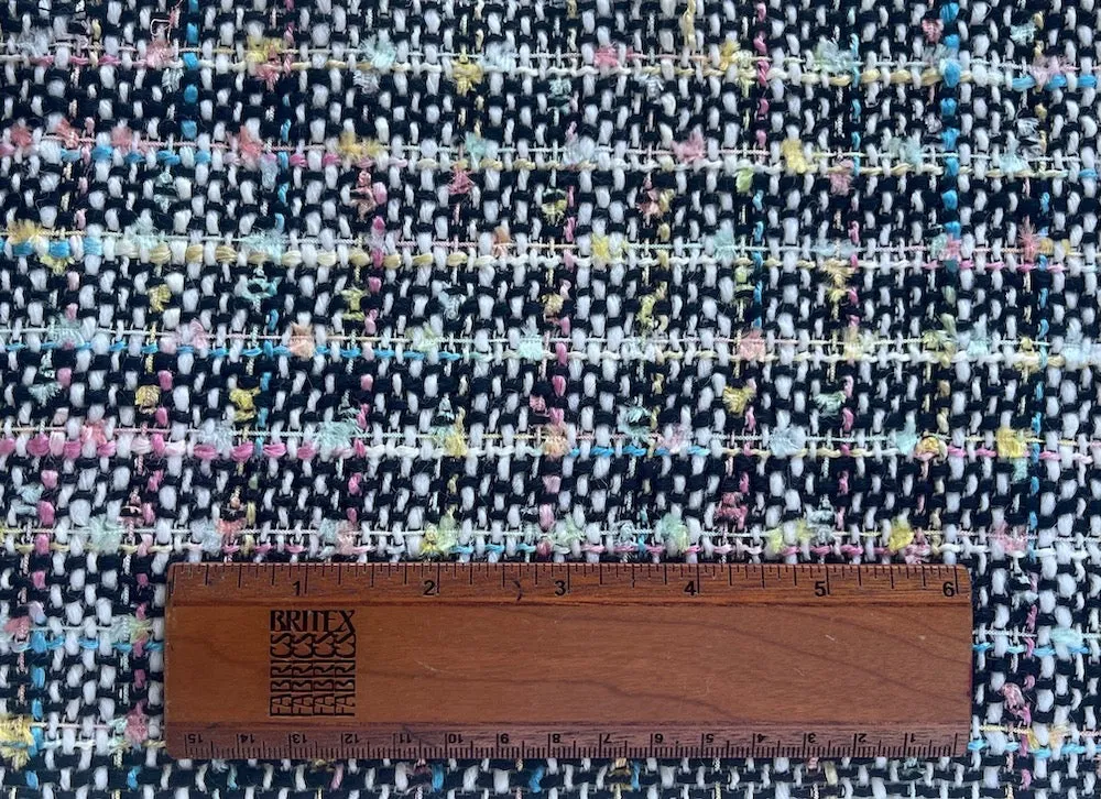 Gucci Striped Pastel Party Mint & Black-White Wool Blend Bouclé (Made in Italy)