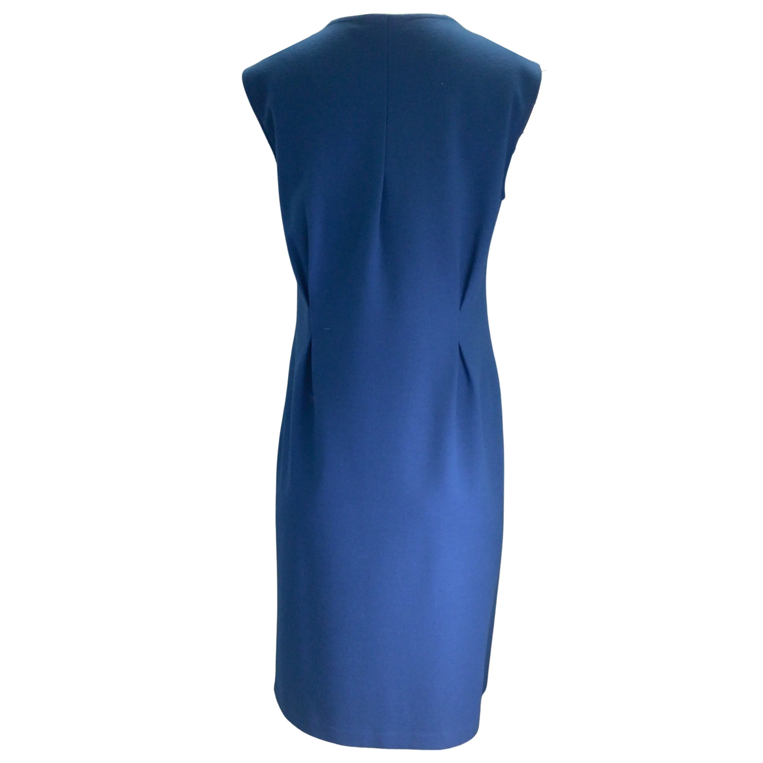 Jil Sander Teal Sleeveless Wool Stretch Midi Dress