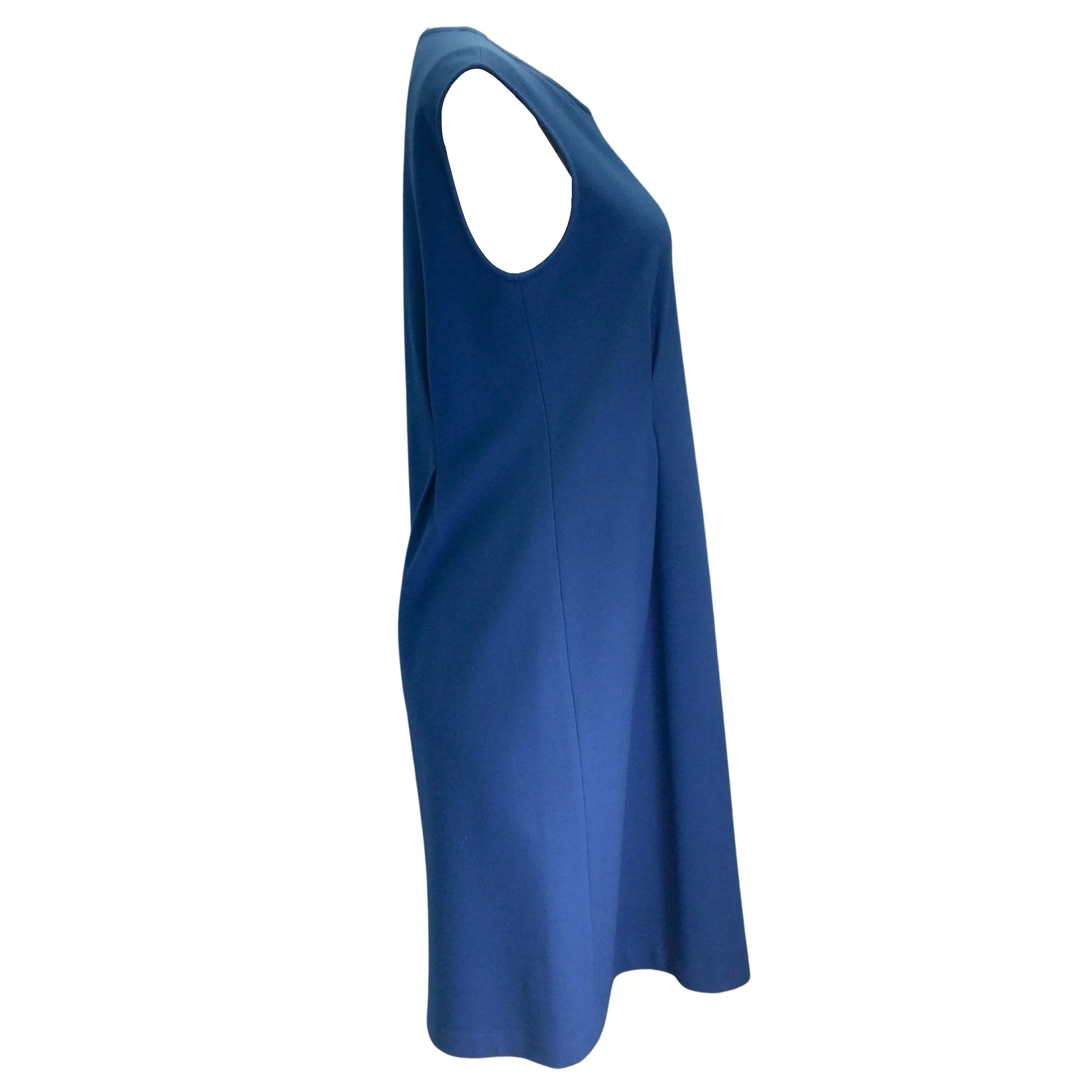 Jil Sander Teal Sleeveless Wool Stretch Midi Dress