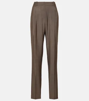 Joseph mid-rise wool and mohair turnchapel trousers, brown