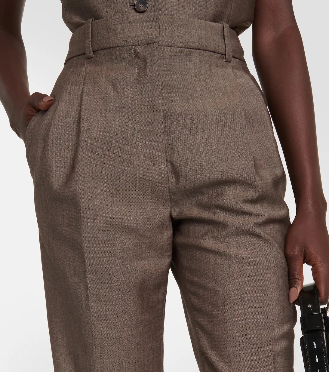 Joseph mid-rise wool and mohair turnchapel trousers, brown