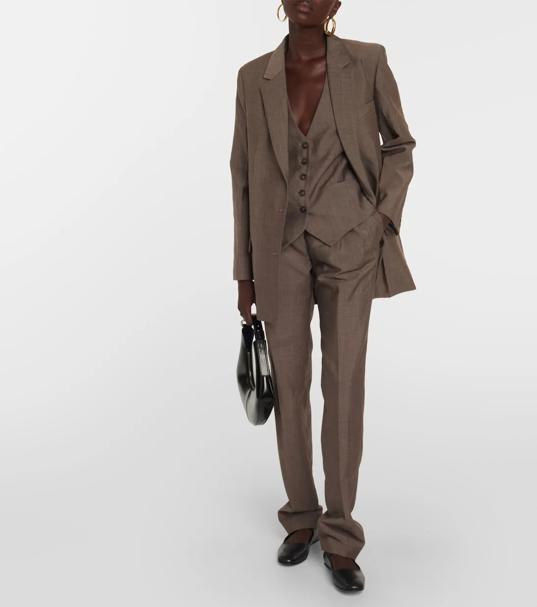 Joseph mid-rise wool and mohair turnchapel trousers, brown