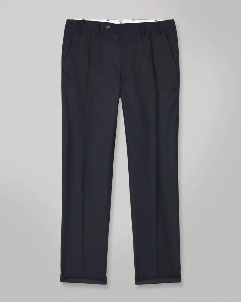 Portuguese Flannel - Wool Herringbone Trouser - Navy