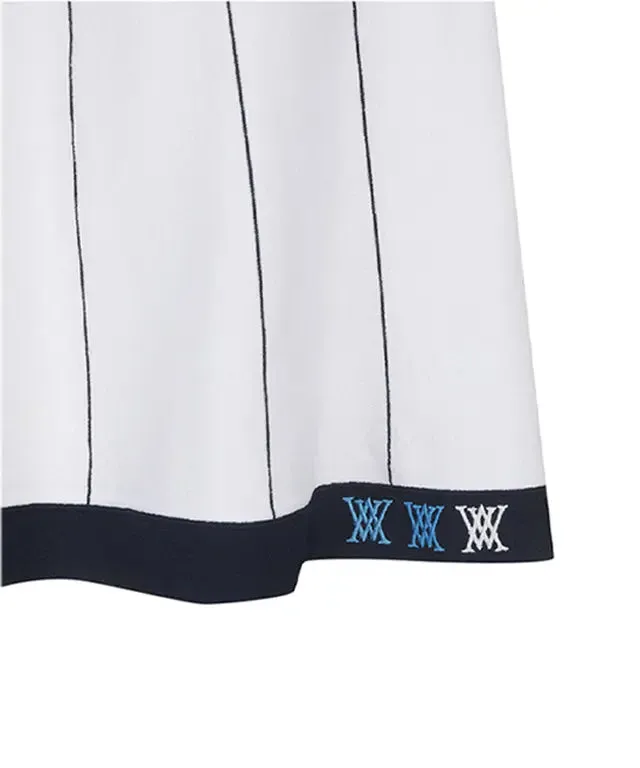 Preppy Style Women's Knitted Flared Skirt - White