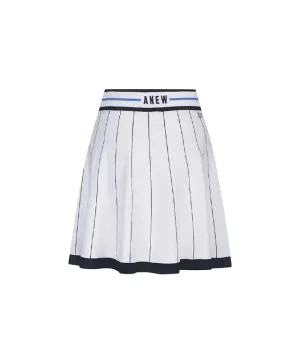 Preppy Style Women's Knitted Flared Skirt - White