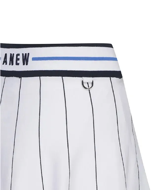 Preppy Style Women's Knitted Flared Skirt - White