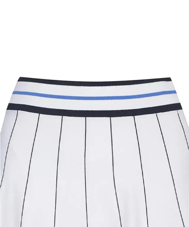 Preppy Style Women's Knitted Flared Skirt - White