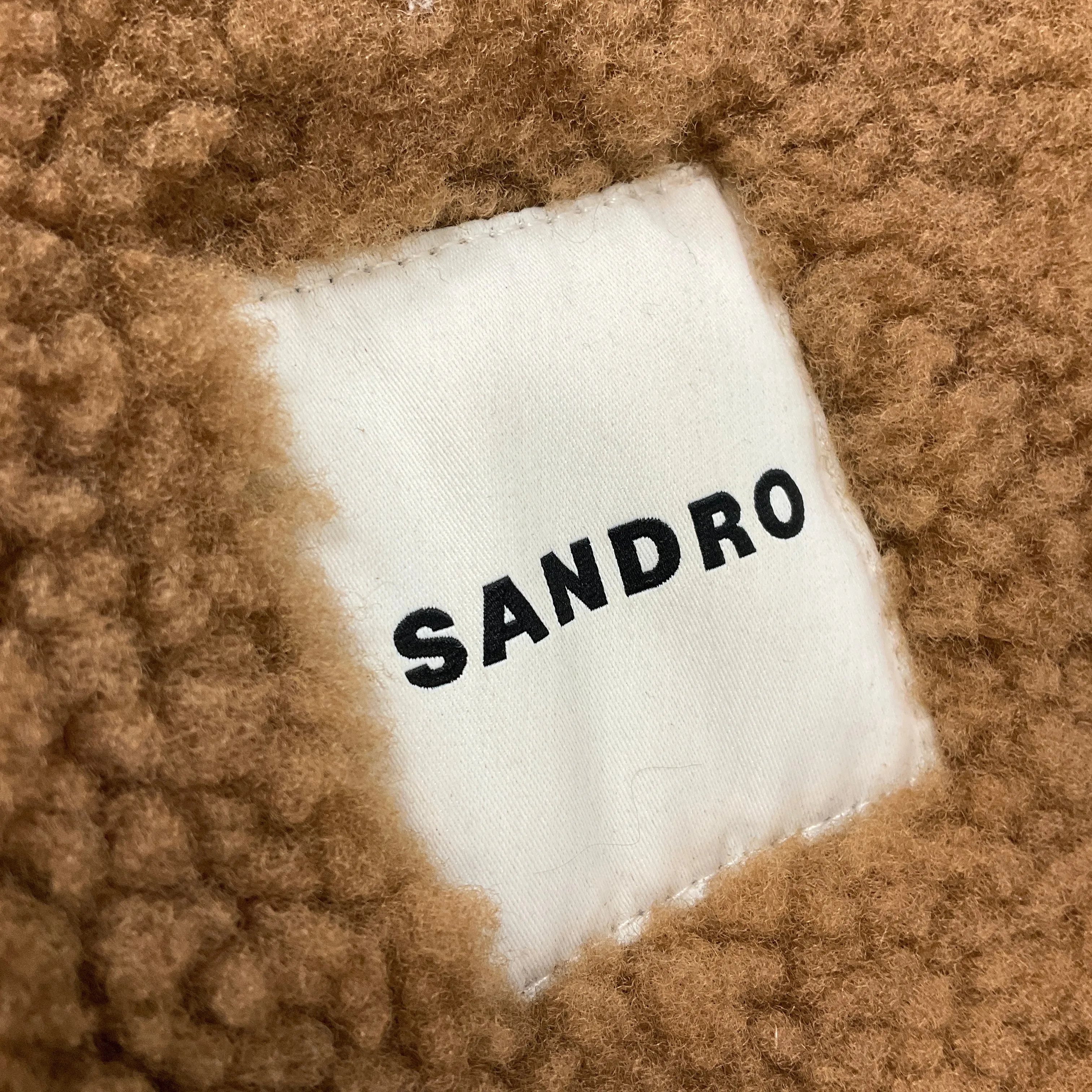 Sandro Tan Lamb Shearling Coat