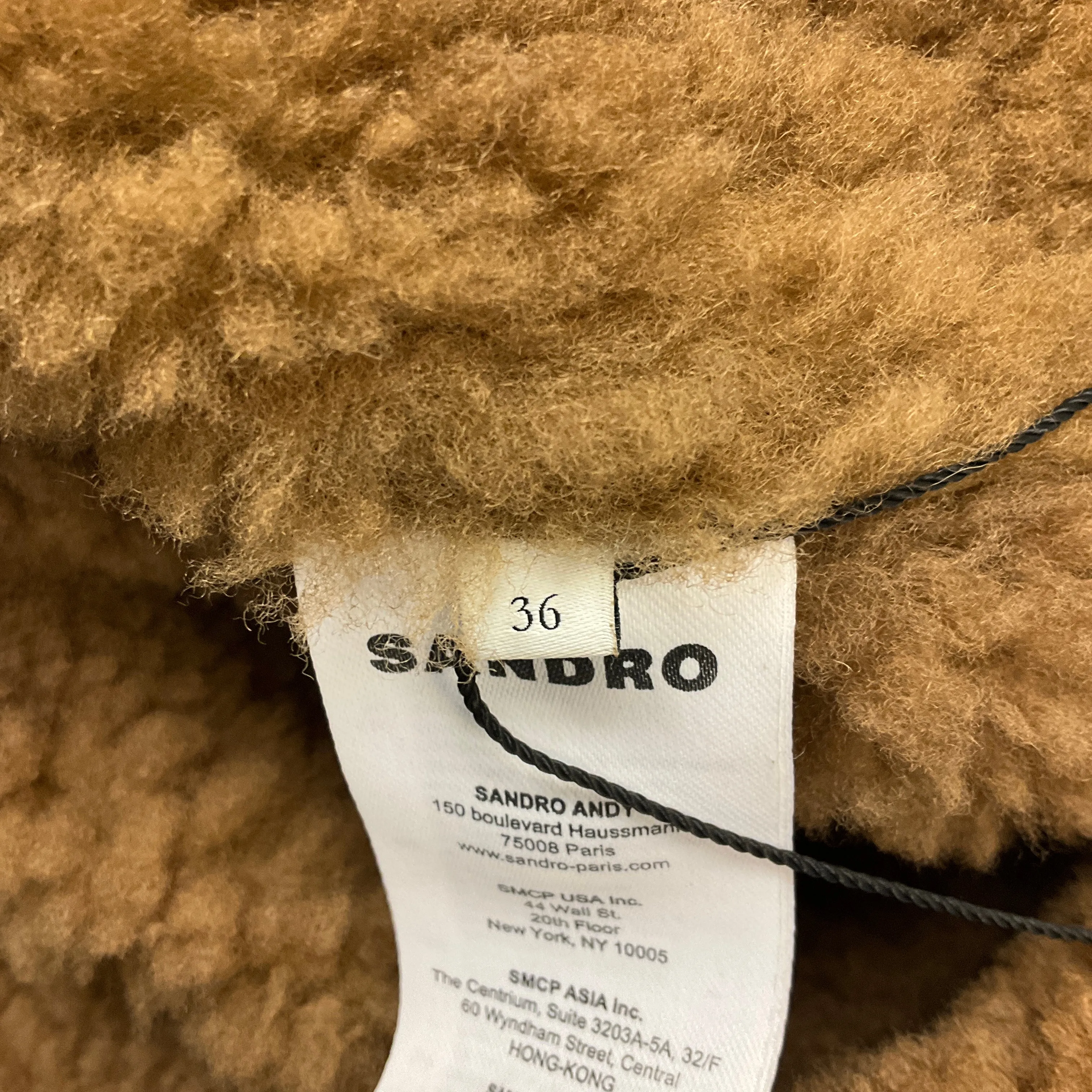 Sandro Tan Lamb Shearling Coat
