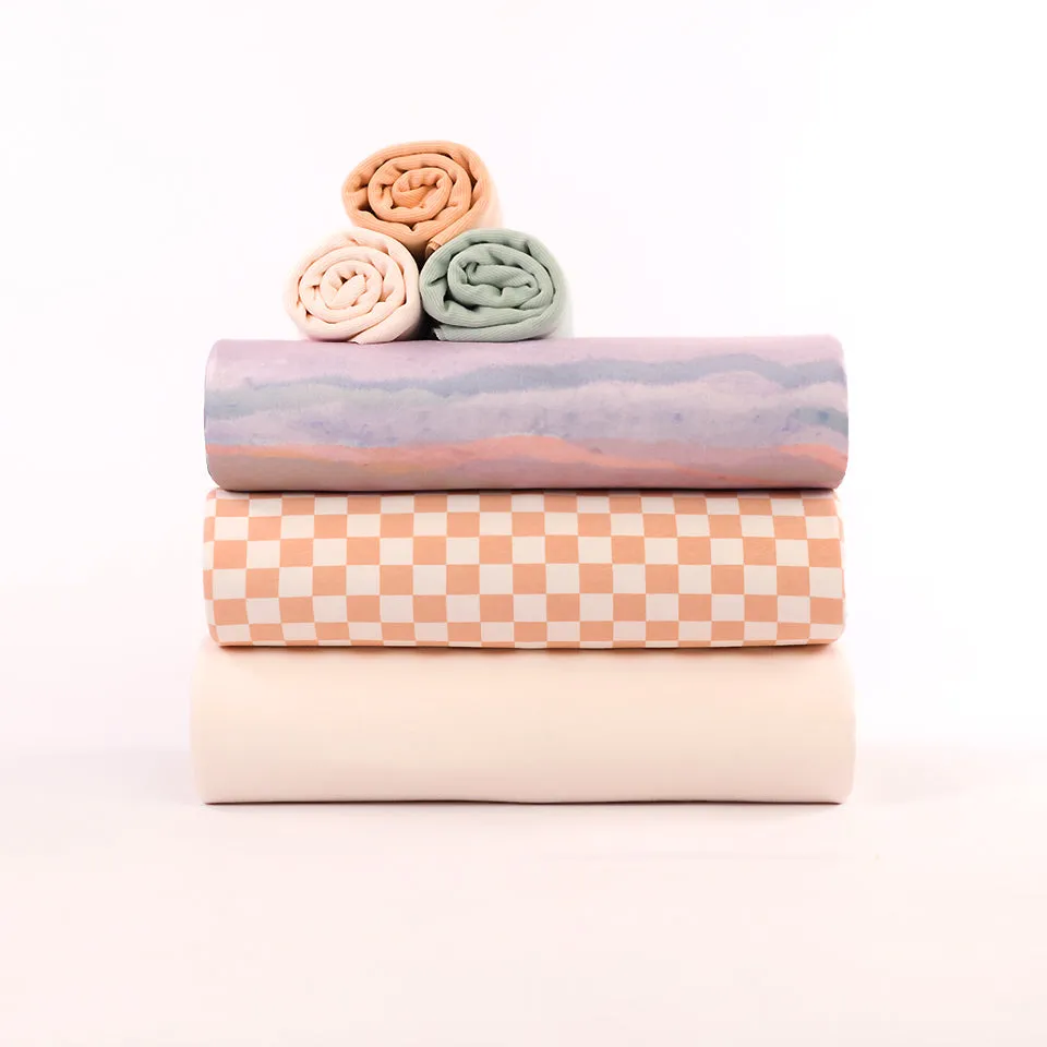See You At Six - Checkers - French Terry - Cloud White and Peach Parfait