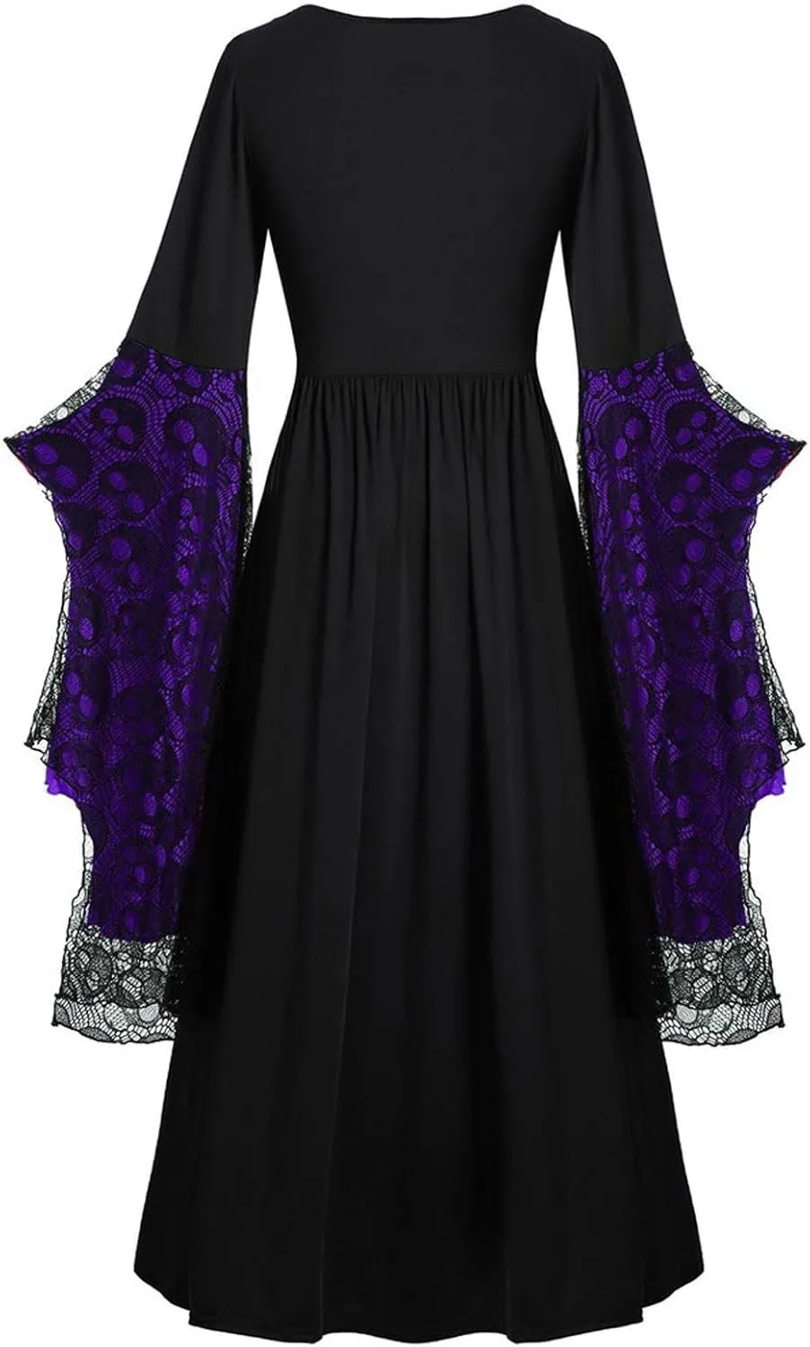 Vacation Halloween Dresses for Women Sleeve V Neck Lace Skull Midi Vintage Goth Thermal Fuzzy Dresses Women