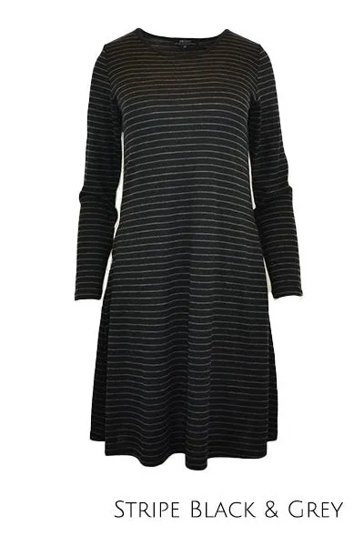 WOMENS 100% MERINO WOOL (210) LONG SLEEVE SWING DRESS