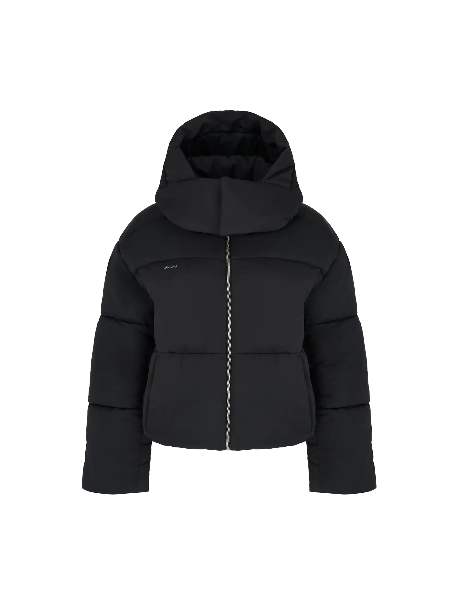 Women’s Flower-Warmth Recycled Nylon Cropped Puffer—black