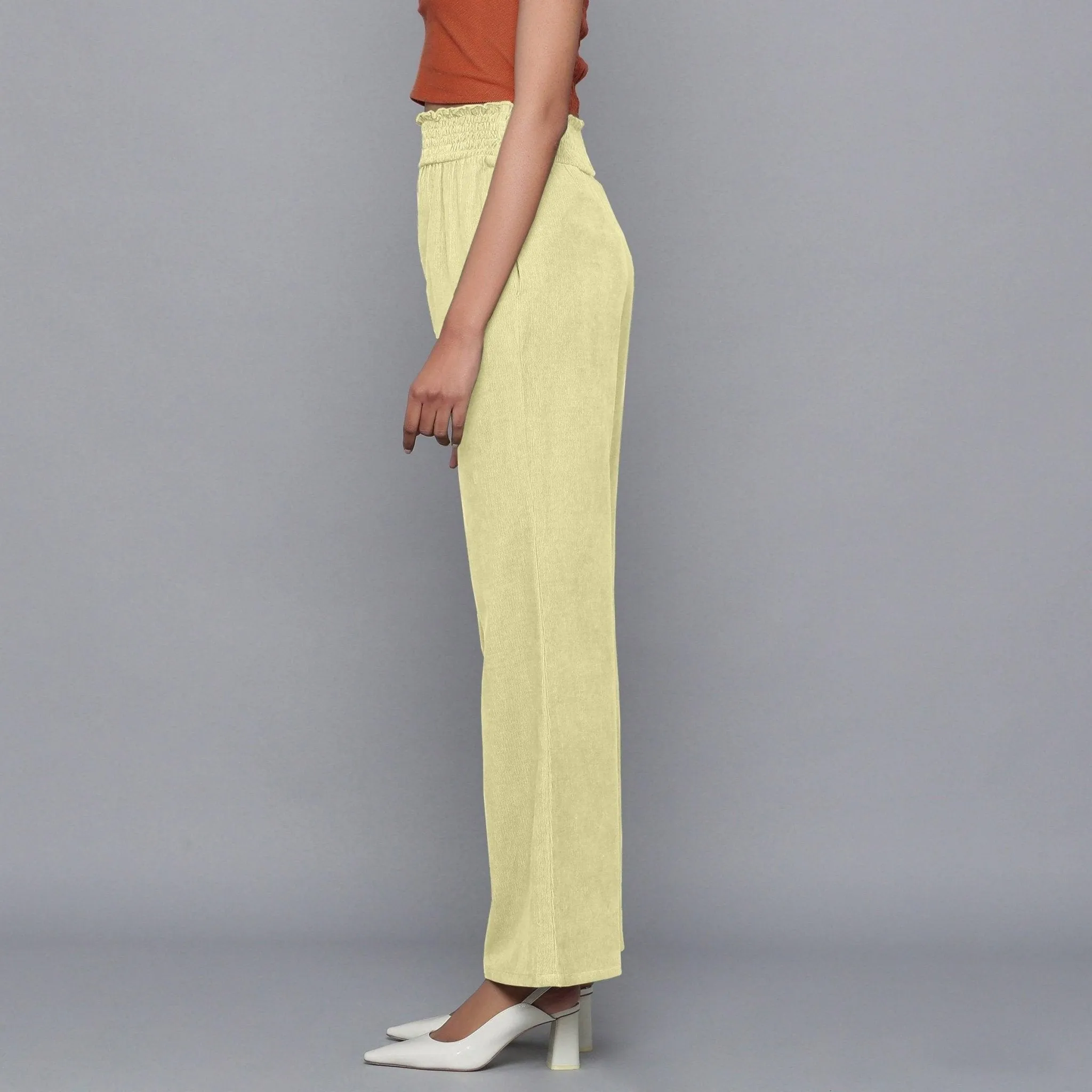 Yellow Pistachio Warm Cotton Corduroy Bootcut Pant