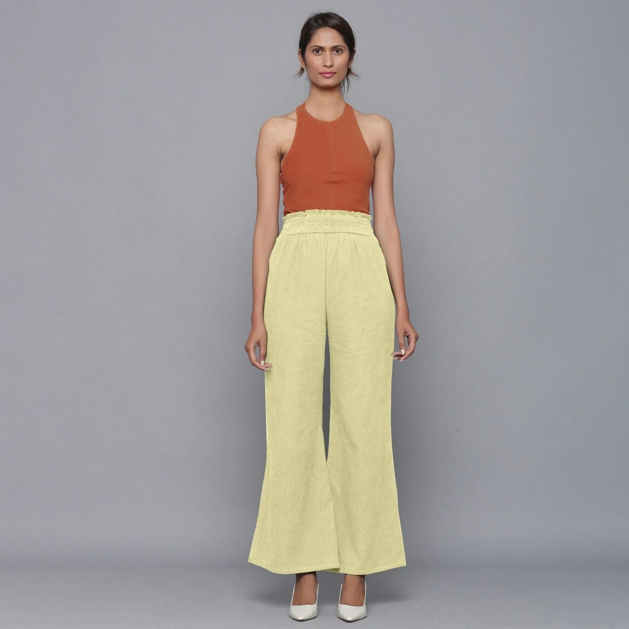 Yellow Pistachio Warm Cotton Corduroy Bootcut Pant