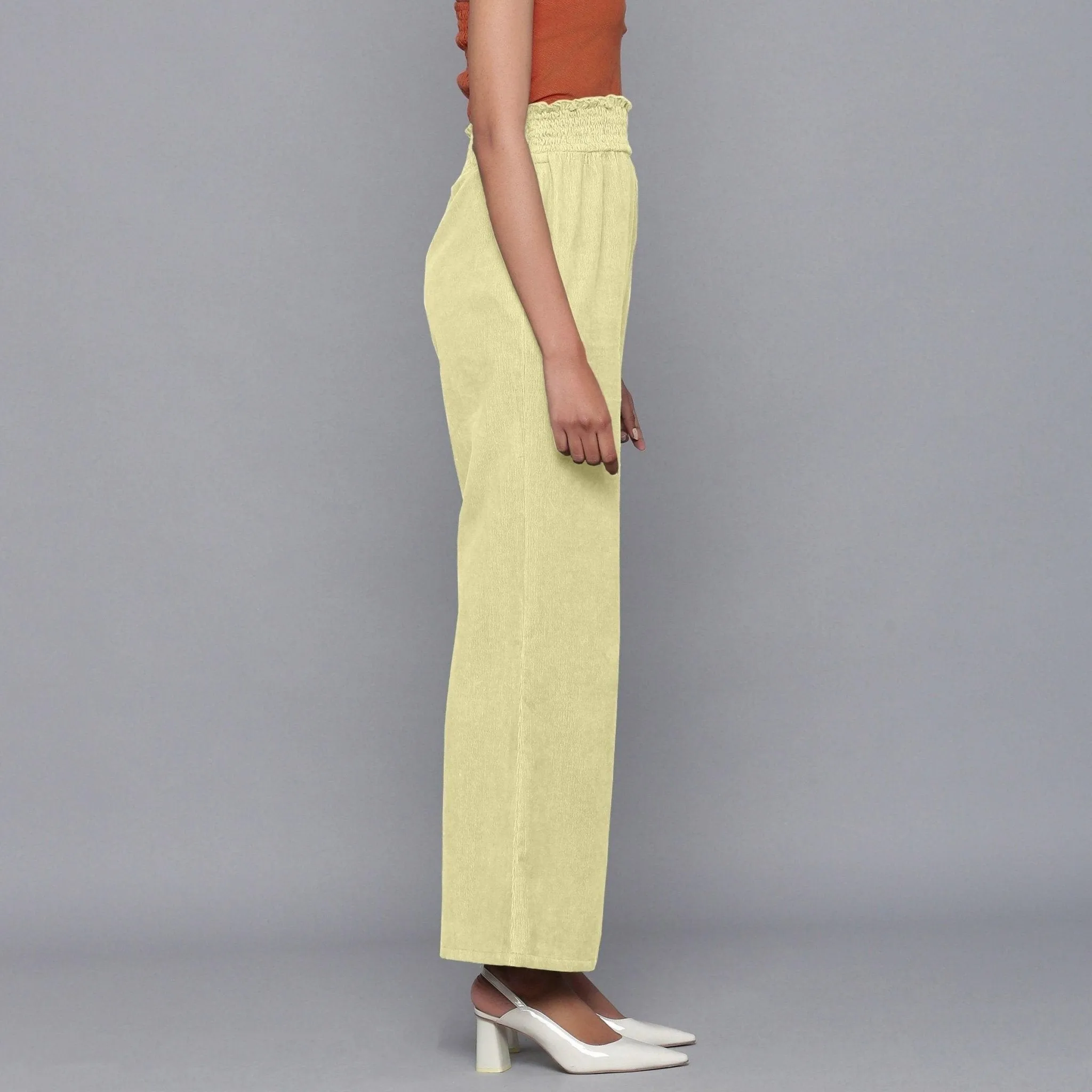 Yellow Pistachio Warm Cotton Corduroy Bootcut Pant