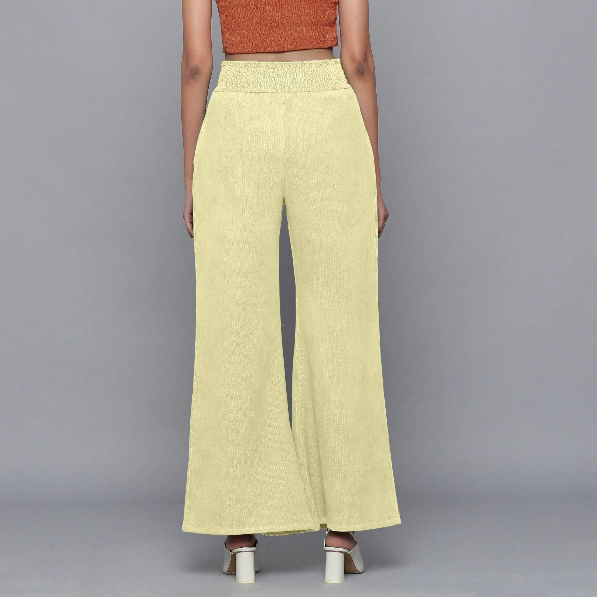 Yellow Pistachio Warm Cotton Corduroy Bootcut Pant