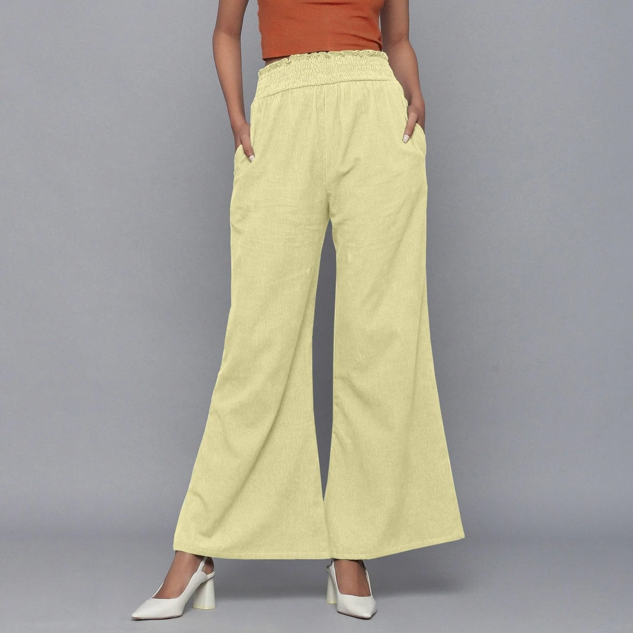 Yellow Pistachio Warm Cotton Corduroy Bootcut Pant